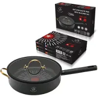 ROYAL SWISS Sauteuse - - 28 cm - Antiadhésif effet marbre - Couvercle en silicone - Poignée soft touch