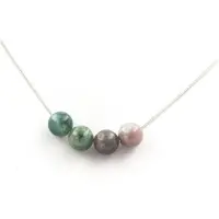 Bijoux Pierres et Minéraux. Collier 4 perles Agate Indienne 8 mm. Chaine en acier inoxydable. Collier femmes, hommes. Taille personnalisab