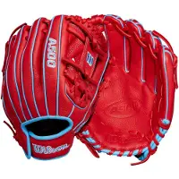 Wilson Gant de baseball A500 11,5" pour jeune joueur de champ int rieur (lancer main droite) rouge/bleu/blanc