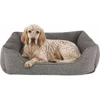 Lionto Canapé pour chiens, lit moderne pour chiens avec dessous antidérapant, housse amovible & intérieur en peluche, 90x75 cm, gris