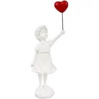 Tlily Petite Fille avec Ballon Figurine Statue Sculpture Salon Bureau Chambre Décor Maison Table Décoration Blanc