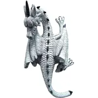 Tlily Pendentif de jardin suspendu en forme de tête et de queue de dragon volant blanc, décoration d'intérieur, artisanat en résine