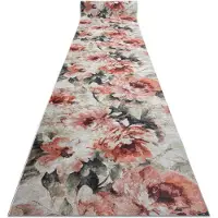 Rugsx TAPIS DE COULOIR antidérapant LOTUS BOUQUET 52900 Fleurs beige / rose lavable 100cm 100x680 cm