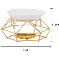 Kepptory Lot de 2 brûleurs à huile essentielle en céramique, brûleurs métalliques pour huiles essentielles, brûleurs à cire avec bol rond en céramique