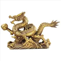 Torribaly Statue de dragon Feng Shui chinois en laiton, sculpture à poser sur une table ou à la maison.