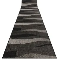 Rugsx TAPIS DE COULOIR SIZAL FLOORLUX modèle 20212 noir / argentin 100 cm 100x460 cm