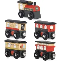 Le Toy Van Train en bois - - Train Royal Express - Rouge - 3 wagons aimantés - Bois hévéa