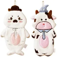Torribaly Serviettes de bain absorbantes en polaire corail avec motif animaux mignons et boucle.