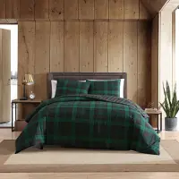 Eddie Bauer - Reine de couverture de couette reine litire de coton rversible avec dcoration de maison plaid avec fermeture de bouton (Woodla