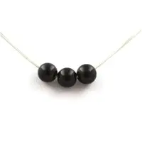 Bijoux Pierres et Minéraux. Collier 3 perles Obsidienne noire 8 mm Chaine en acier inoxydable.