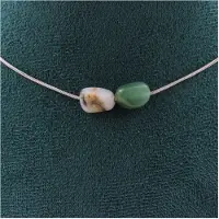Bijoux Pierres et Minéraux. Collier 2 perles Opale multicolore d'Australie. Chaine en acier Collier femmes, hommes. Taille personnalisable.