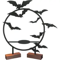 Exogio Statue de support d'Halloween, décoration murale de chauve-souris, bougeoir de forme ronde, table gothique