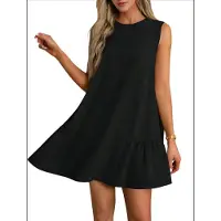 Jojomino Robe sans manches noire unie à col rond, taille XXL