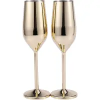 Semoic Lot de 2 flûtes à champagne incassables en acier inoxydable