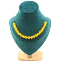 Bijoux Pierres et Minéraux. Collier 20 perles Agate jaune 8 mm. Chaine en acier inoxydable Collier femmes, hommes. Taille personnalisable.