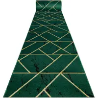 Rugsx Tapis de couloir EMERALD exclusif 1012 glamour, élégant marbre, géométrique bouteille verte / or 120 cm 120x740 cm