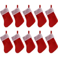 Torribaly 10PCS Feutre Rouge Bas de NoëL Porte-Bas de NoëL Chaussettes Maison CheminéE Cadeau Sacs de Rangement pour les Vacances
