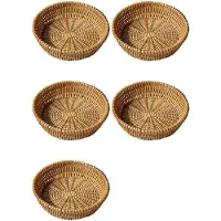Semoic Panier tressé à la main (lot de 5), panier de service en osier pour pain, fruits et légumes
