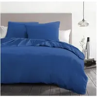 HOME LINGE PASSION parure de lit 3 pièces en microfibre, 82 g - 220 x 240 cm - Bleu