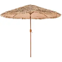 OEM Parasol en paille d'Hawai, 2,75 m. Parasol pliable avec une structure en paille de PP et 8 tiges métalliques robustes, idéal pour la plage, la terrasse, la piscine, le jardin et le patio