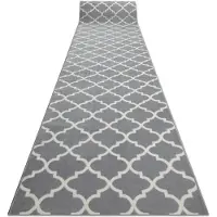 Rugsx TAPIS DE COULOIR BCF MORAD Trelis Treillis marocain gris / crème 90 cm 90x240 cm