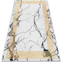Rugsx Tapis lavable ANDRE 1126 Marbre, grec antidérapant - blanc / or 80x150 cm