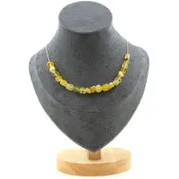 Bijoux Pierres et Minéraux. Collier 20 perles Opale jaune d'Australie. Chaine en acier inoxydable Collier femmes, hommes. Taille personnal