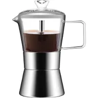 Exogio Machine à Moka Induction, CafetièRe en Verre et Acier Inoxydable, Italienne Classique, 240 Ml
