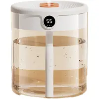 Torribaly Humidificateur d'air H2O 2 L, double buse, affichage LCD de l'humidité, diffuseur d'huiles essentielles, portable, USB, blanc