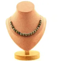 Bijoux Pierres et Minéraux. Collier 20 perles Pyrite d'Espagne 8 mm. Chaine en acier inoxydable Collier femmes, hommes. Taille personnalis