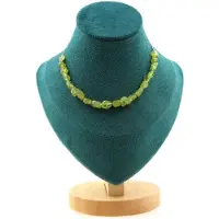Bijoux Pierres et Minéraux. Collier 20 perles Péridot de Myanmar (Birmanie) Chaine en acier Collier femmes, hommes. Taille personnalisable.