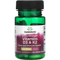 Swanson Health , Vitamines D3 & K2, Extra Puissance, 60 Gélules Végétales