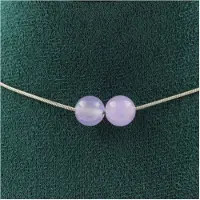 Bijoux Pierres et Minéraux. Collier 2 perles Calcédoine lavande 8 mm. Chaine en acier inoxydable Collier femmes, hommes. Taille personnali