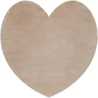 Rugsx Tapis SHAPE 3105 Shaggy Cœur - beige en peluche, antidérapant, lavable 80x80 cm