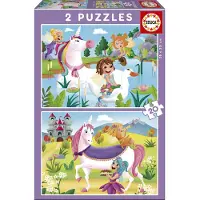 Educa Puzzle Fantastique - - Licornes et Fées - 2x20 pièces - Pour Enfant
