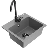 Mexen Évier en granit Milo avec mitigeur Telma, gris (6505-71-670200-70-B)