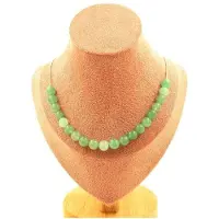 Bijoux Pierres et Minéraux. Collier 20 perles Aventurine 8 mm. Chaine en acier inoxydable Collier femmes, hommes. Taille personnalisable.