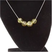 Bijoux Pierres et Minéraux. Collier 4 perles Citrine 8 mm Chaine en acier inoxydable.