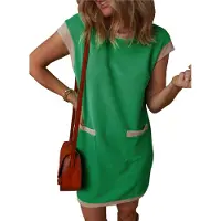 Jojomino Robe courte à manches courtes et colorblock, verte, taille M