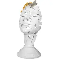Jojomino Ornements décoratifs européens rétro abstrait visage humain masque creux ornements maison porche salon décoration résine artisanat blanc