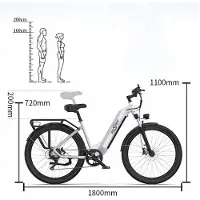 KUKIRIN Ot05 Vélo Électrique 250w 36v18.2ah 27.5" 120km 25km/H Urban+Pl Se Déplacer Et Se Garer Facilement. Blanc