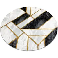 Rugsx Tapis EMERALD exclusif 1015 cercle - glamour, élégant marbre, géométrique noir / or cercle 120 cm