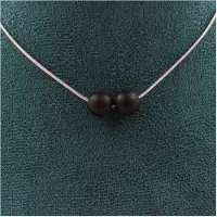Bijoux Pierres et Minéraux. Collier 2 perles Onyx noir mat 8 mm. Chaine en acier inoxydable Collier femmes, hommes. Taille personnalisable.