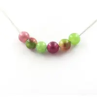 Bijoux Pierres et Minéraux. Collier perles Tourmaline multicolore + Tourmaline melon d'eau + Chaine en acier inoxydable.