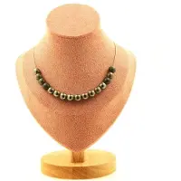 Bijoux Pierres et Minéraux. Collier 15 perles Pyrite d'Espagne 8 mm. Chaine en acier inoxydable Collier femmes, hommes. Taille personnalis