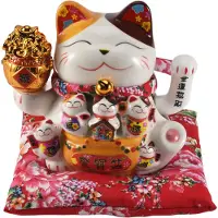 Torribaly Ornement de chat Maneki en c?ramique de 7 pouces D?coration Feng Shui Balan?oire, A
