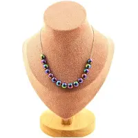Bijoux Pierres et Minéraux. Collier 15 perles Hématite multicolore 8 mm. Chaine en acier Collier femmes, hommes. Taille personnalisable.