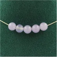 Bijoux Pierres et Minéraux. Collier 5 perles Calcédoine lavande 8 mm. Chaine en acier inoxydable Collier femmes, hommes. Taille personnali