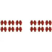 Kepptory Lot de 12 ronds de serviette en forme de nœud papillon rouge, boucles en métal faites à la main, décoration de table élégante