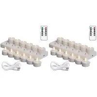 Tlily 24X Bougies Chauffe-Plat Rechargeables Sans Flamme avec Minuterie, Bougies LED pour Decoration de Table de Mariage ou de Noël.